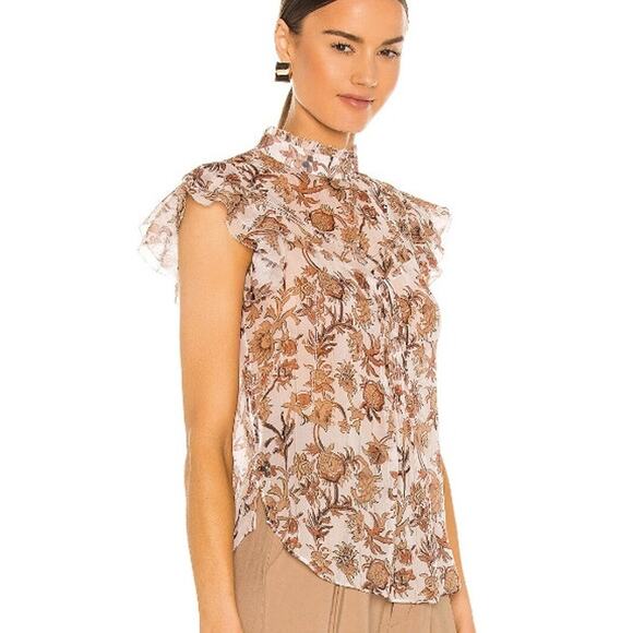 Veronica Beard NWT Blush Multicolor Luciana Floral Metallic Silk Top Size 6 - Picture 9 of 9